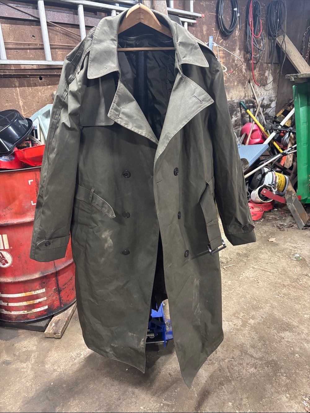 American Apparel Olive Green Double-Breasted Trench Coat